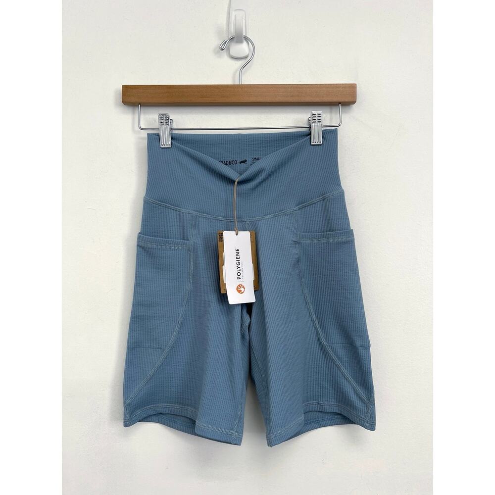 NWT Toad & Co Suntrail Ribbed 8” Bike Short Stretch Polygiene Side Pockets Small